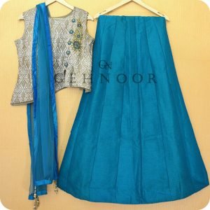 ZAVITA GOLD, GREEN AND BLUE LEHENGA