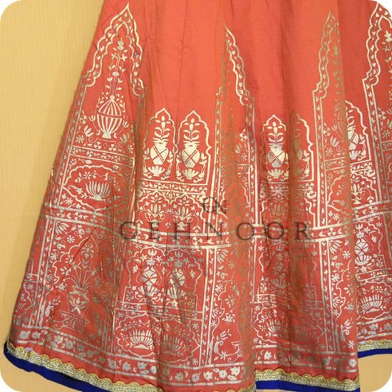 SUVARNA BLUE AND ORANGE LEHENGA - Image 3