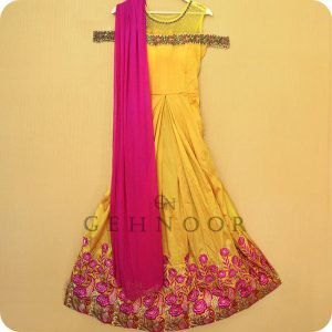 MILANIA YELLOW AND PINK GOWN
