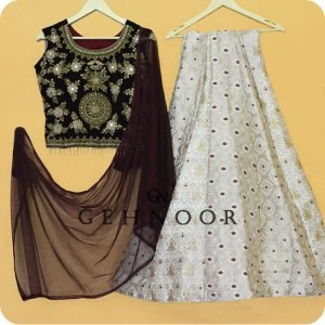 PAVITA MAROON AND WHITE LEHENGA