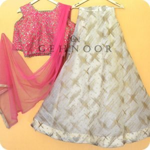 TAARA PINK AND WHITE LEHENGA