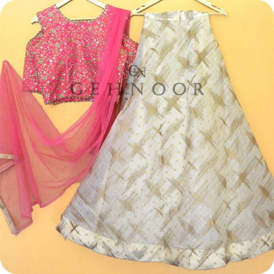 TAARA PINK AND WHITE LEHENGA