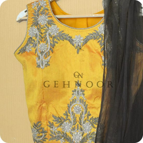VAHI YELLOW AND BROWN LEHENGA - Image 2