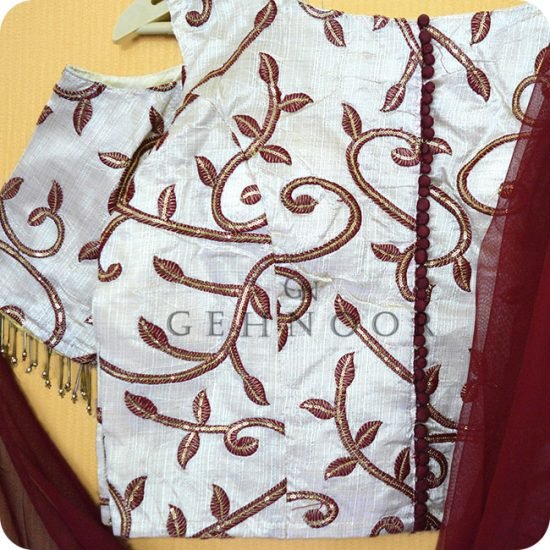 ANASIMA WHITE AND MAROON LEHENGA - Image 2