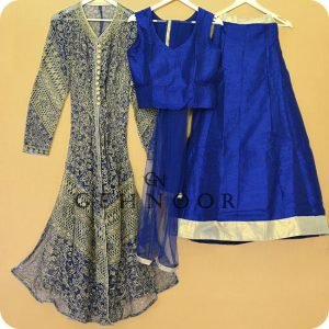 RIZWANA BLUE AND GOLD INDO WESTERN DRESS
