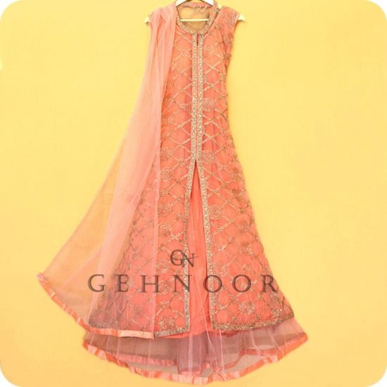 MAASYA PEACH AND GOLD GOWN