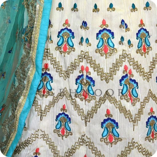 KUNJAN WHITE AND GREEN GOWN - Image 3