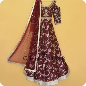 ATREYEE MAROON AND GOLD GOWN