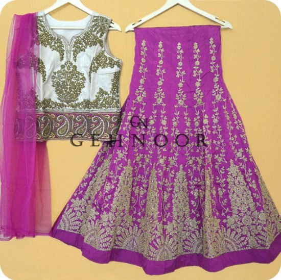 HEMANI PURPLE AND CREAM LEHENGA