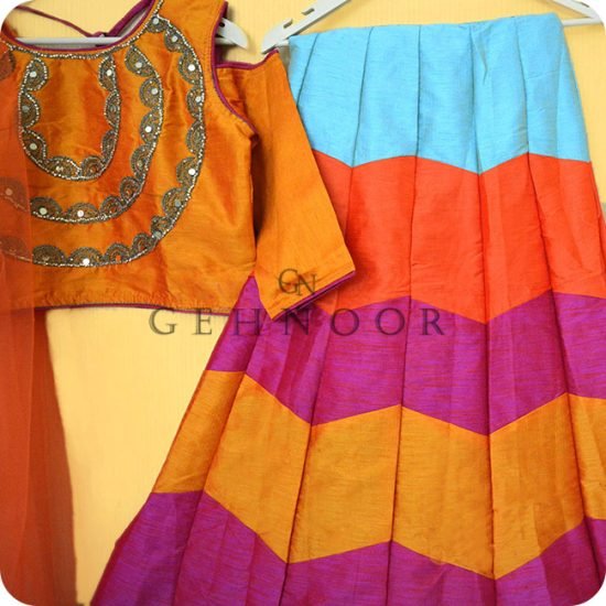 KALPA ORANGE AND PINK LEHENGA - Image 2