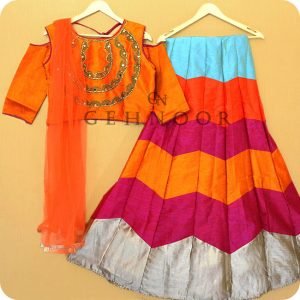 KALPA ORANGE AND PINK LEHENGA