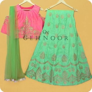 HEMALA PINK AND GREEN LEHENGA
