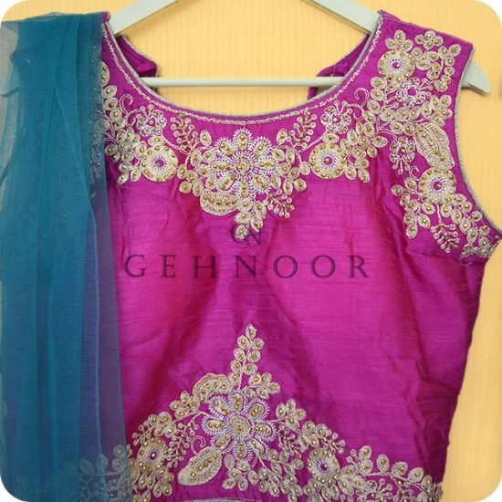 KUVALI PINK AND GREEN LEHENGA - Image 2