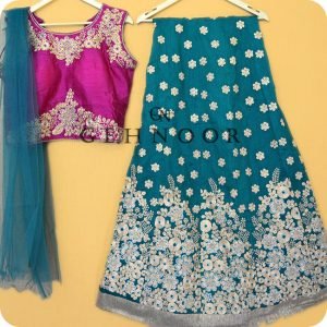 KUVALI PINK AND GREEN LEHENGA