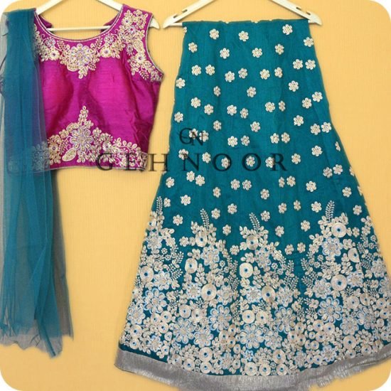 KUVALI PINK AND GREEN LEHENGA