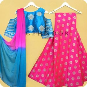 LAMITA BLUE AND PINK LEHENGA