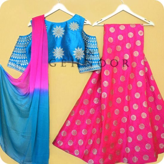 LAMITA BLUE AND PINK LEHENGA