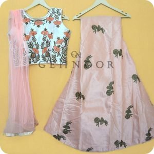 POVITA PEACH AND WHITE LEHENGA