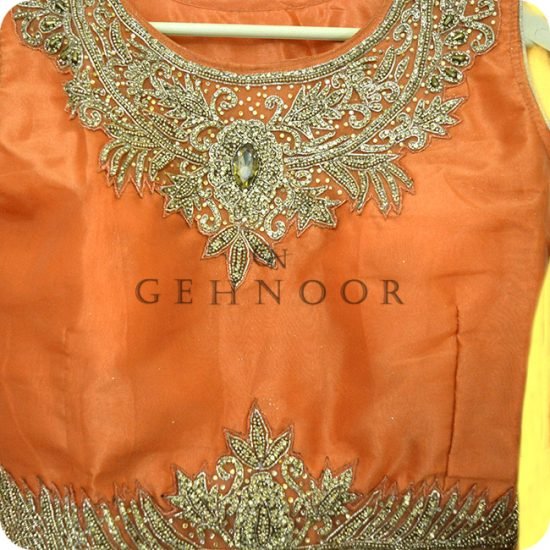 JANA ORANGE AND GOLD LEHENGA - Image 2