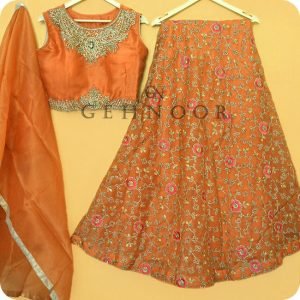 JANA ORANGE AND GOLD LEHENGA