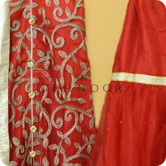 VASYA RED AND GOLD INDO WESTERN DRESS - Image 2