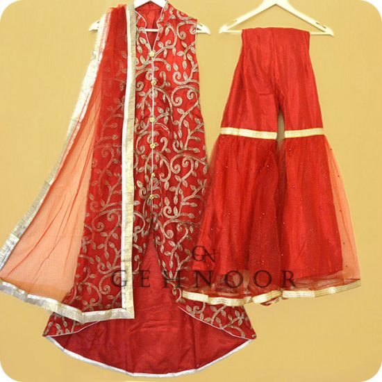 VASYA RED AND GOLD INDO WESTERN DRESS